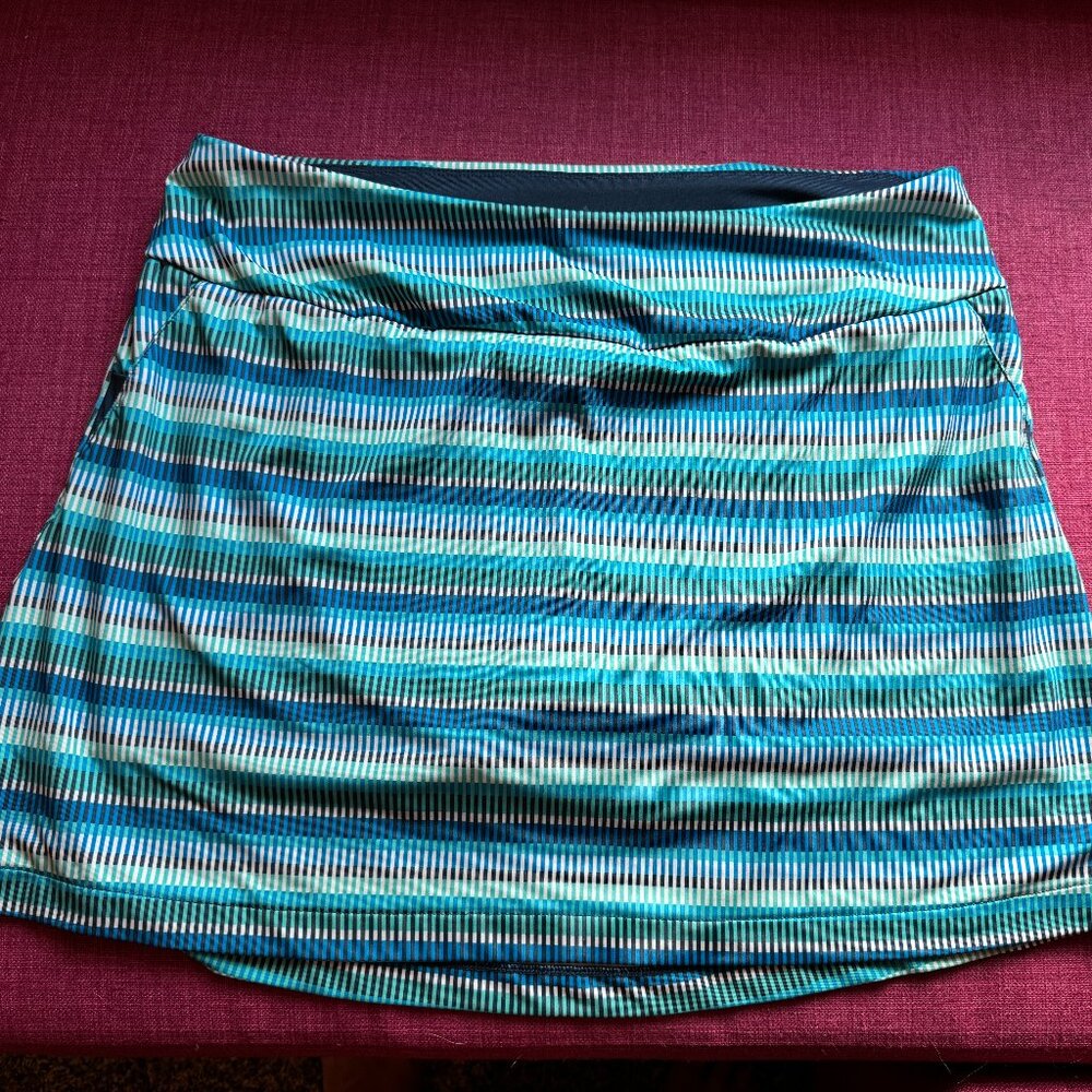 Adidas Striped Performance Skort with Built-In Shorts